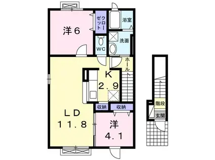 グランディ ハウスII(2LDK/2階)の間取り写真