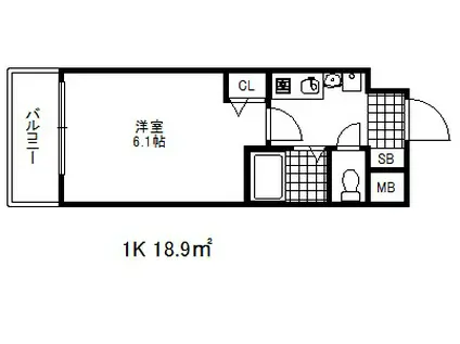 エステムコート神戸西Ⅱ(1K/2階)の間取り写真