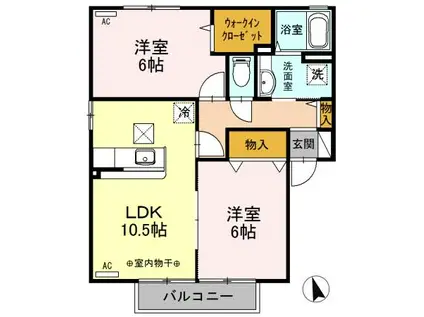 フラワーレジデンス鈴木 八番館(2LDK/1階)の間取り写真