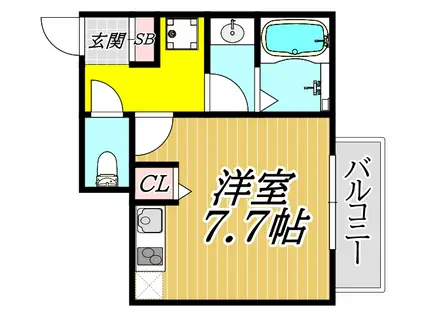 AILE南塚口V(ワンルーム/1階)の間取り写真