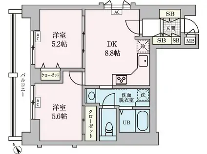 つるまきハウス(2DK/3階)の間取り写真