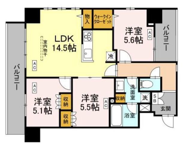 サンジョイアゼロ(3LDK/3階)の間取り写真