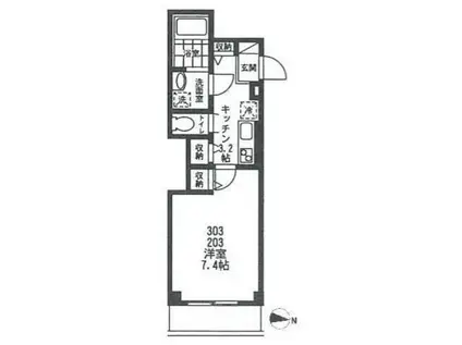 プランドール笹塚(1K/3階)の間取り写真