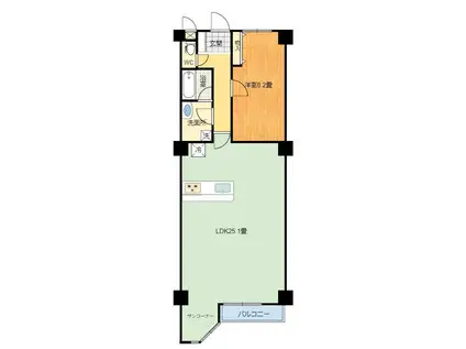 ヴィラ・フェリア伊東(1LDK/3階)の間取り写真