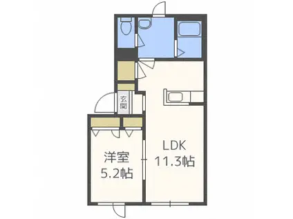 ロイヤルコート(1LDK/2階)の間取り写真