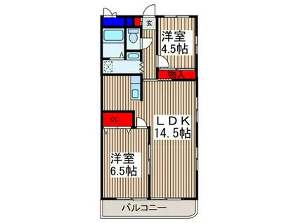 ジュネス・ソネ(2LDK/2階)の間取り写真
