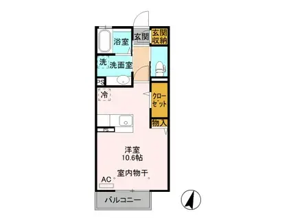 ブライト・フルール(ワンルーム/2階)の間取り写真