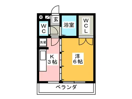 ビオレータ喜沢(1K/2階)の間取り写真