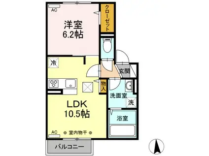 リーノフローラA(1LDK/1階)の間取り写真