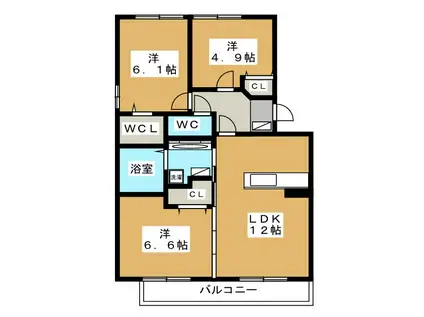 ルミエール藤崎(3LDK/2階)の間取り写真