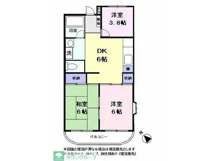シャトー鶴ヶ峰(3DK/3階)の間取り写真