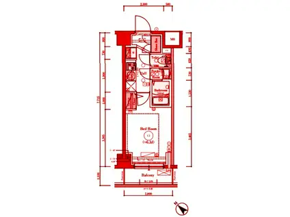 エステムコート横浜(1K/2階)の間取り写真