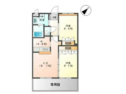 ブレス・シャイン・アール(2LDK/1階)の間取り写真
