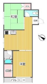 AKマンション(2LDK/1階)の間取り写真