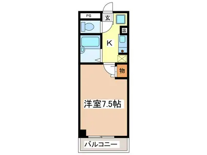 SKマンション(1K/3階)の間取り写真