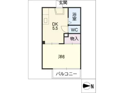 ビラージュ西条(1DK/2階)の間取り写真