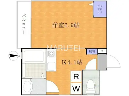 JR南武線 武蔵新城駅 徒歩4分 3階建 新築(1K/2階)の間取り写真