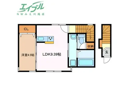 LEBOIS桑名 II(1LDK/2階)の間取り写真