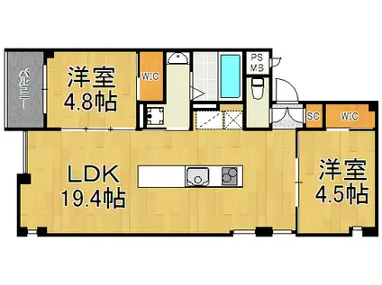 LUCE DEL SOLE(2LDK/3階)の間取り写真