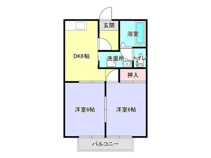 フレグランス西新田(2DK/2階)の間取り写真