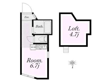 ユナイト南太田セルフポートレイト(ワンルーム/1階)の間取り写真