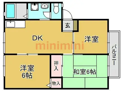 サンビレッヂ新和B棟(3DK/1階)の間取り写真