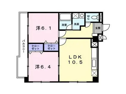 ムーンライトコート(2LDK/5階)の間取り写真