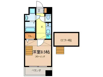 ピュアレジデンス(1K/2階)の間取り写真