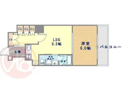 リーガル四ツ橋立売堀II(1DK/2階)の間取り写真