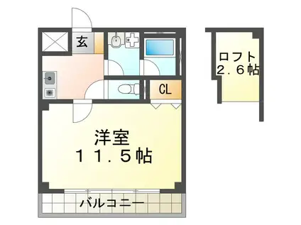 ルームズ学園北町(1LDK/6階)の間取り写真