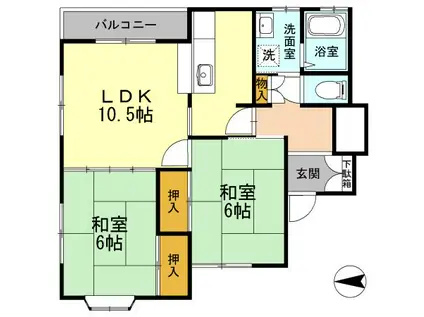 コーポユタカ(2LDK/2階)の間取り写真