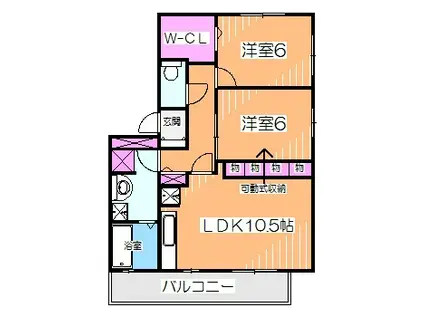 リビングタウンなかもず(2LDK/3階)の間取り写真