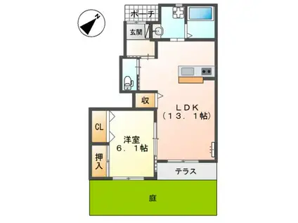 CIEL(1LDK/1階)の間取り写真