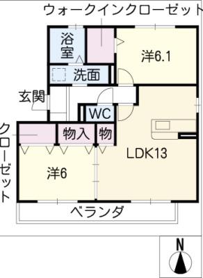 カーサシャルマン A棟(2LDK/3階)の間取り写真