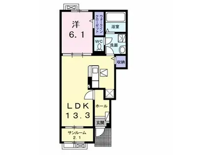 ベルミラA(1LDK/1階)の間取り写真