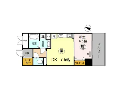 神戸HARBORSIDE 萬利RESIDENCE(1DK/2階)の間取り写真