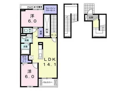 LES AMIES(2LDK/3階)の間取り写真