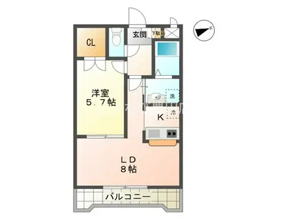 メロン宇佐美(1LDK/2階)の間取り写真