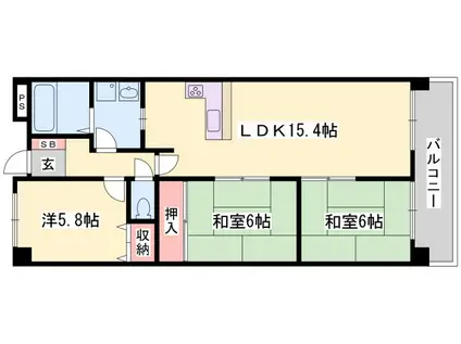 メゾンセルベイル(3LDK/5階)の間取り写真
