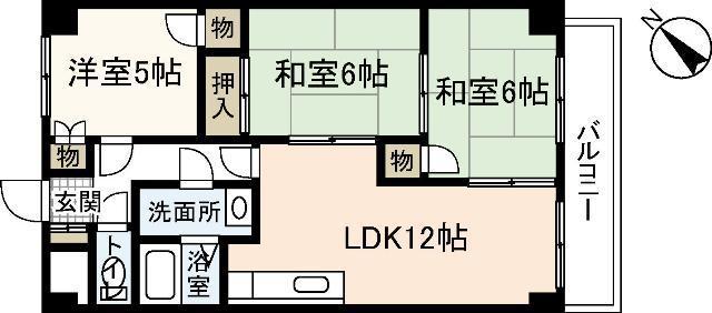 ビラバロンII(3LDK/1階)の間取り写真
