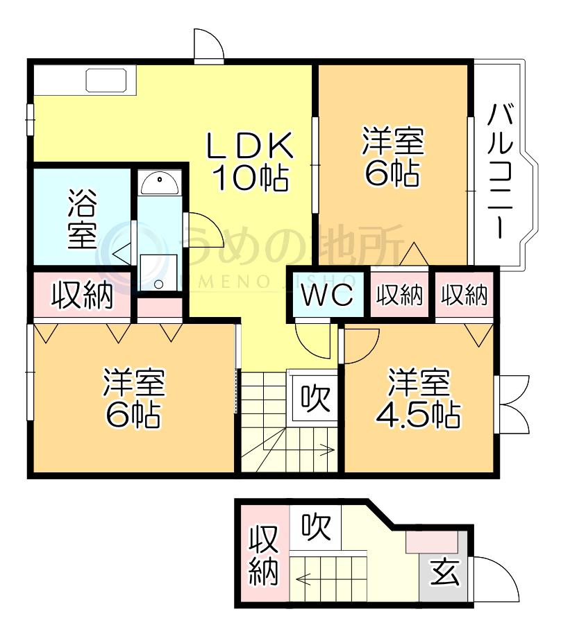 メープルタウンA(3LDK/2階)の間取り写真