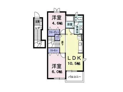 グランディールK・II(2LDK/2階)の間取り写真