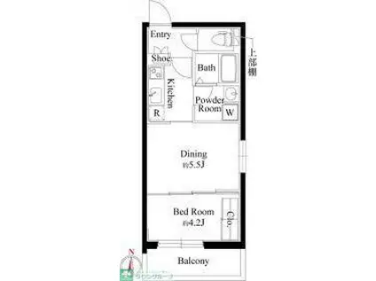 グランパセオ中目黒II(1DK/4階)の間取り写真