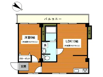 白根第二マンション(1LDK/5階)の間取り写真
