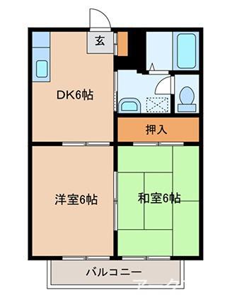 コンセール三笠(2DK/2階)の間取り写真