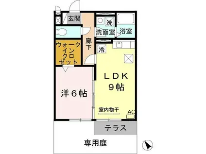 セジュール南堅田(1LDK/1階)の間取り写真