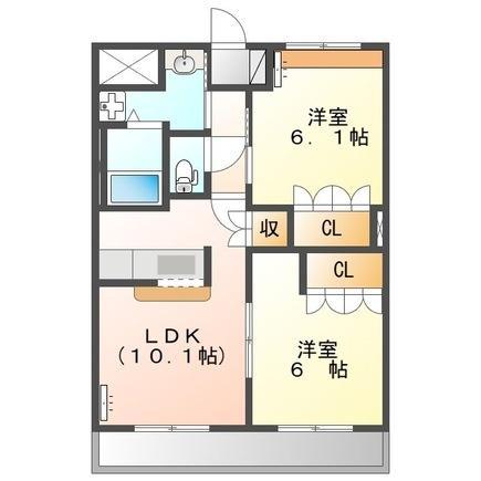 エクセルレモン(2LDK/2階)の間取り写真