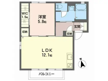 ニューガーデンB(1LDK/1階)の間取り写真