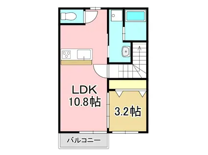 シャルム岡垣V(1LDK/2階)の間取り写真