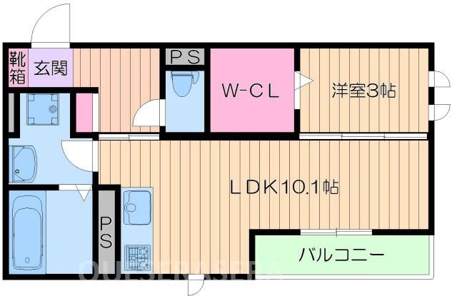 プランドール・TⅠ(1LDK/1階)の間取り写真